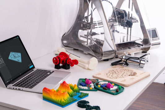 Assorted 3D Printing Objects on a desk